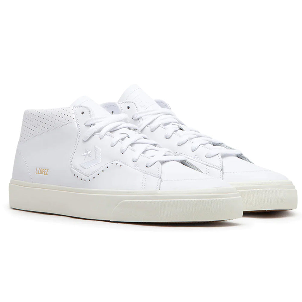 Converse CONS Louie Lopez Pro Leather Mid White White Egret baselineskateshop